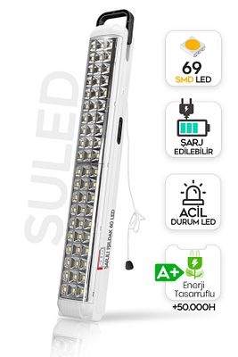 Sl-1024 69 Power Li Işıldak Çekmeli Ipli Fener Şarjlı Işıldak 2 Kademeli Aydınlatma Kamp El Feneri ürün fotoğrafı