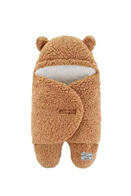 0-4 Ay Bebek Dış Kundak Uyku Tulumu Kıvırcık Wellsoft Peluş Kapuçino ürün fotoğrafı