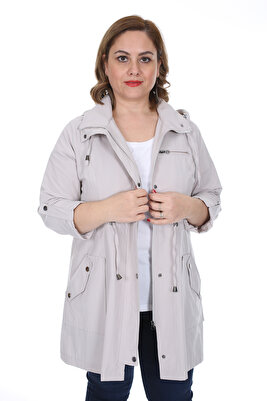 Kadın Büyük Beden Pamuklu Mevsimlik Trençkot 3019 ürün fotoğrafı