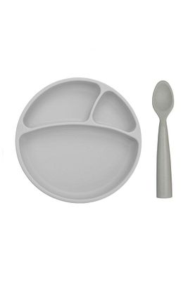 Vakum Tabanlı Silikon Tabak - Nam Nam Kaşık 2'li Set - Gri ürün fotoğrafı