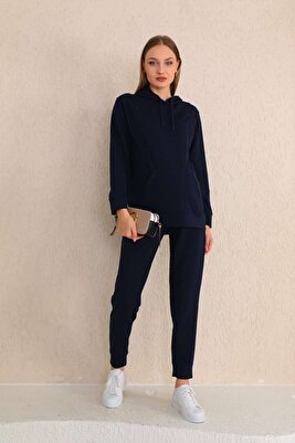 Lacivert Hamile Ve Lohusa Kapüşonlu Sweatshirt Eşofman Takım ürün fotoğrafı