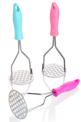 Renkli Plastik Saplı Paslanmaz Metal Patates Ezici Püre Yapıcı ürün fotoğrafı
