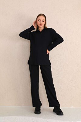 Siyah Fermuar Yakalı Yumoş Kumaş Hamile ve Lohusa Eşofman Takımı ürün fotoğrafı