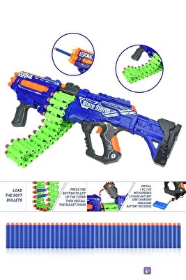 Şarlı Kauçuk Mermili Oyuncak Silah Yumuşak Mermi ürün fotoğrafı