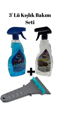 Oto Cam Buz Çözücü 500ml + Araç Buğu Önleyici 500ml Araç Sprey + Araba Buz Kazıyıcı Oto 3’lü Kış Set ürün fotoğrafı