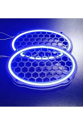 Oval 6x9 Hoparlör Kapağı Plastik Neon MaviI ışıklı Vidalanabilir ürün fotoğrafı