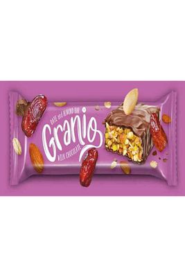 GRANİO Bademli Hurmalı Sütlü Çikolata Kaplı Bar 40 gr X 24 Adet ürün fotoğrafı