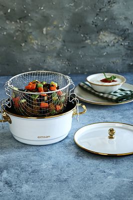 Troy Emaye Kızartma Tenceresi Beyaz 24 Cm ürün fotoğrafı