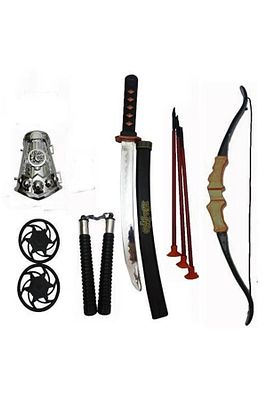 Ninja Samuray Dövüş Savaş Seti Ok Yay Kılıç Kalkan Mınçıka Ninja Yıldız Fırlatma Bıçağı 10 Parça ürün fotoğrafı
