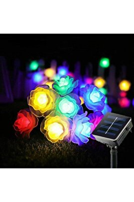 Solar 30led Ampül 4m 8 Mod Ip Gül Desen Güneş Enerjili Dekorasyon Doğum Günü Düğün Çok Renkli ürün fotoğrafı