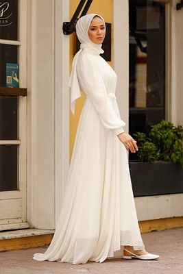 Çift Astarlı Kuyruklu Nikah Abiyesi Xl Yazan Beden 46 Bedendir ürün fotoğrafı