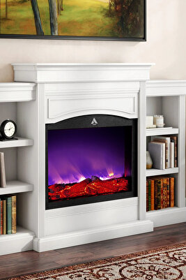 Dekoratif Elektrikli Yapay Şömine -60x60 Cm - Odun Görünümlü, Kumandalı, ürün fotoğrafı