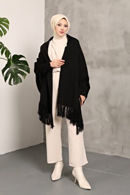 Triko Şal Panço Siyah ürün fotoğrafı