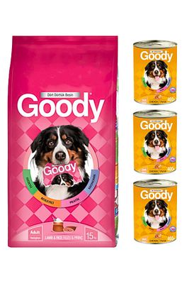 Kuzu Etli ve Pirinçli Yetişkin Köpek Maması 15 Kg + 3 Adet Goody Konserve Hediyeli ürün fotoğrafı