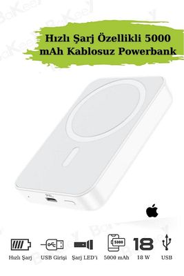 Magsafe Battery Pack Powerbank Iphone Uyumlu Kablosuz Taşınabilir Magsafe Şarj Aleti Şarj Cihazı ürün fotoğrafı