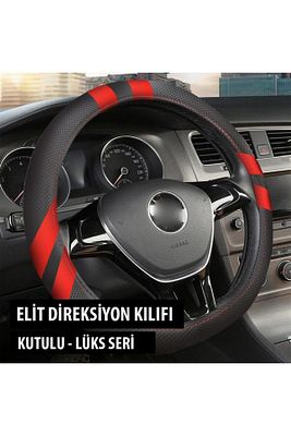 Fiat Siena Uyumlu Elit Geçmeli Direksiyon Kılıfı Kırmızı Kutulu ürün fotoğrafı