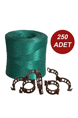 Sera İpi Ve Bitki Klipsi Fide Bağlama İpi 250 Adet Her Bitkiyle Uyumlu Bitki Klipsi ürün fotoğrafı