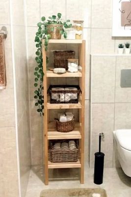 Ahşap 5 Raflı Açık Banyo Dolabı Banyo Düzenleyici Raf Mob111 ürün fotoğrafı