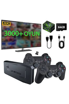 Kablosuz Çift Kol Oyun Konsolu 3000+ Oyun 4K Full HD TV Oyun Konsolu Game Stick Konsol ürün fotoğrafı