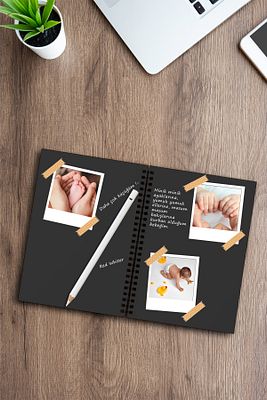 Siyah Yapraklı Defter 20 Yaprak 40 Sayfa, A5 Kalın Yaprak Fotoğraf Albümü Anı Defteri - Notebook ürün fotoğrafı