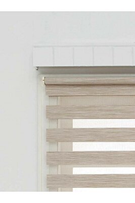 Sütlü Kahve Ithal Bambu Zebra Stor Perde Eteği Düz (alüminyum Kasa Metal Yan Ayak ) ürün fotoğrafı