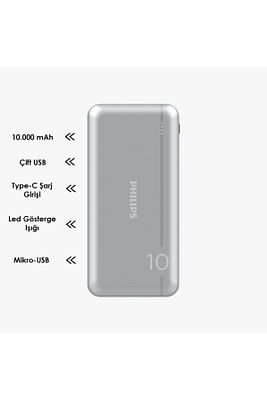 DLP1810NV 10.000 mAh Power Bank Gümüş (2 Çıkış) ürün fotoğrafı