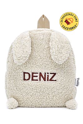 [ Istediğiniz Ismi Yazıyoruz ] Tavşan Krem 0 - 8 Yaş Anasınıfı Kreş Çocuk Okul / Sırt Çantası Peluş ürün fotoğrafı