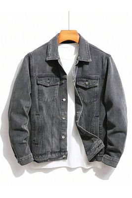 Unisex Slim Fit Denim Kot Ceket Füme ürün fotoğrafı