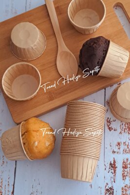 50'li Kraft Kek Kalıbı Sütlü Kahve Içi Yağlı Kağıt Muffin Kalıbı Cupcake Kapsülü , Airfryer Uyumlu ürün fotoğrafı