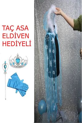 Karlar Ülkesi Frozen Elsa Pelerin Taç Asa Eldiven Karlar Ülkesi Doğum Günü Kapişonlu Pelerin ürün fotoğrafı