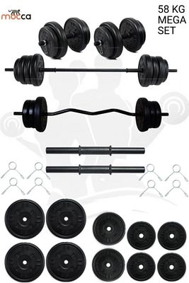 58 Kg Z-barlı Megaset Halter Seti Ve Dambıl Seti Ağırlık Fitness Seti ürün fotoğrafı