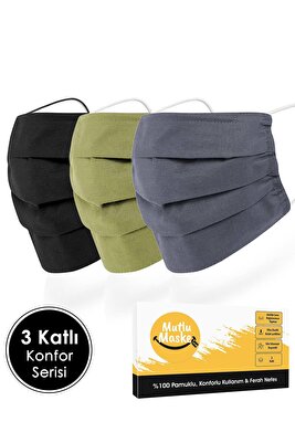 Gözlük Kullananlar Için Buğu Yapmayan Maske Seti - Buhar Önleyici 3 Katlı Telli Yıkanabilir 3'lü Set ürün fotoğrafı