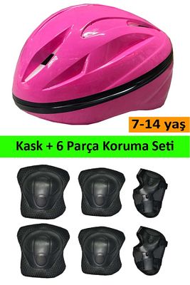Pembe Paten Çocuk Paten Koruyucu Set Kask Dizlik Dirseklik Koruyucu Set ürün fotoğrafı