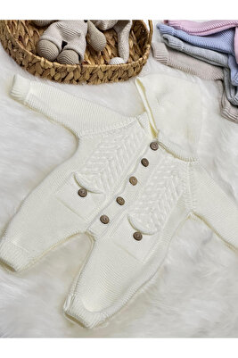 (PATİK HEDİYELİ) Littleland Cepli Triko Bebek Tulum ürün fotoğrafı