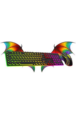Rainbow Aydınlatmalı Daktilo Klavye Mouse Set 105 Tuşlu Led Işıklı Usb Kablolu ürün fotoğrafı
