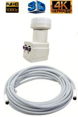 20 Metre Uydu Kablosu İkili Çıkış Çanak Uydu 4k Full Hd 3d Lnb F Konnektör 2 Li Twin Lnb ürün fotoğrafı
