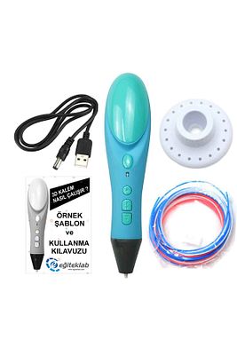 NEW MAVİ Renk 3D Pen Kalem Yazıcı ve 3 renk 9 metre PLA Filament ürün fotoğrafı