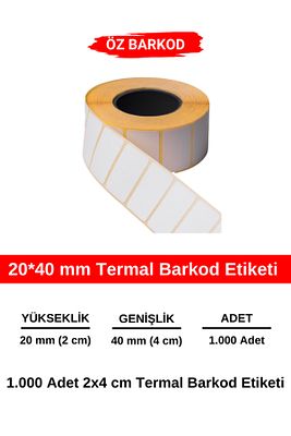 20*40 mm Barkod Etiketi - 1000 Adet Termal Etiket ürün fotoğrafı