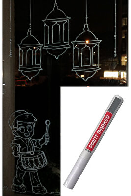 Beyaz Cam Kalemi 'Ramazan Ayı' Aktivite Cam Süsleme Kalemi ürün fotoğrafı