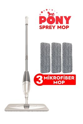 Sprey Mop 3 Adet Mikrofiber Mop Paspas Temizlik Seti Krem ürün fotoğrafı