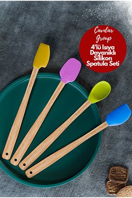 4'lü Isıya Dayanıklı Silikon Spatula Seti Silikon Mutfak Seti Renkli Kaşık Spatula Seti ürün fotoğrafı