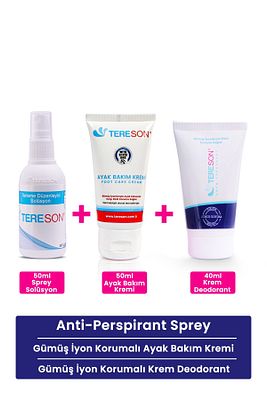 Terleme Önleyici Sprey 50 ml +gümüş Iyon Korumalı Krem Deodorant + Koku Karşıtı Ayak Bakım ürün fotoğrafı