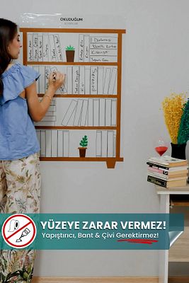 Kitap Okuma Takip Çizelgesi, Yapışkansız Tutunan Statik Akıllı Kağıt, Yazı Tahtası, Sticker ürün fotoğrafı