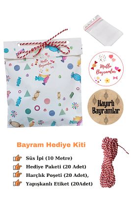 Bayram Kiti, Şeker Hediye Paketi, Harçlık Poşeti, Süs İpi, Hayırlı-Mutlu Bayramlar Etiketi ürün fotoğrafı