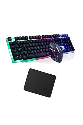 Kablolu Gaming oyuncu Klavye Mouse Mousepad Set Mouse Pad Gamer Işıklı ürün fotoğrafı