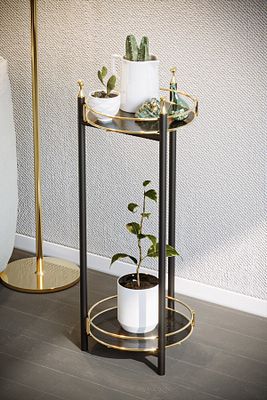 Servis Sunum İkramlık Kek Pasta Standı Sunumluk Lüks Metal Gold 2 Katlı Tepsi Servis Arabası ürün fotoğrafı