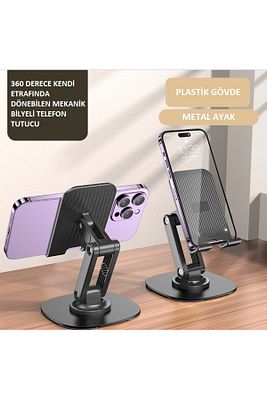 MASA ÜSTÜ 360 DERECE DÖNEBİLEN MEKANİK BİLYELİ TELEFON TUTUCU ürün fotoğrafı