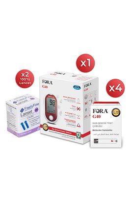 G40 Comfort Şeker Diabet Ölçüm Cihazı + 200 Strip + 200 Lancet Parmak Delme İğnesi ürün fotoğrafı