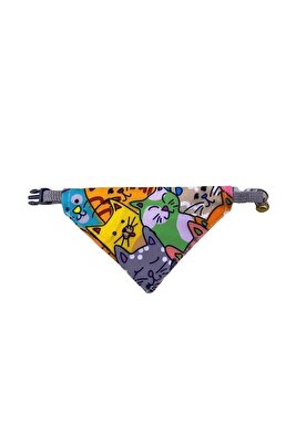 Cocopet Renkli Kedi Desenli Ayarlanabilir Fular Bandana Kedi Tasması ürün fotoğrafı
