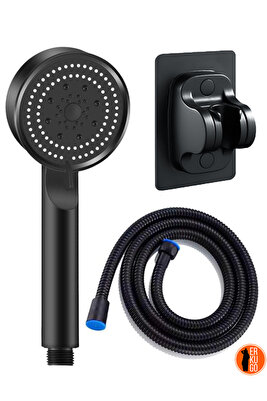 5 Fonksiyonlu Su Tasarruflu Duş Başlığı, Siyah Yüksek Basınçlı Ve Aksesuar Seti ürün fotoğrafı